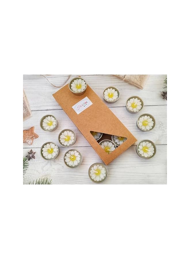 The Bros Flower Shape Tealight Candles for Birthday Party Home Décor Spa Wedding Anniversary Valentine's Day Mother's Day Celebration Baby Shower Decoration. (White Daisies) - Image 3