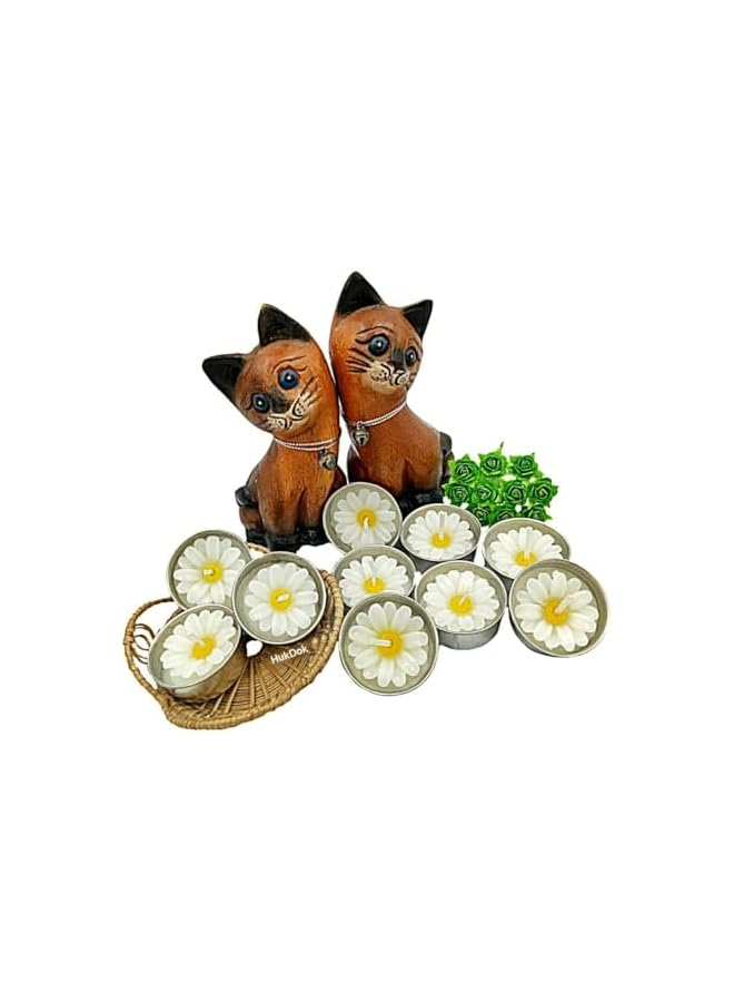 The Bros Flower Shape Tealight Candles for Birthday Party Home Décor Spa Wedding Anniversary Valentine's Day Mother's Day Celebration Baby Shower Decoration. (White Daisies) - Image 2