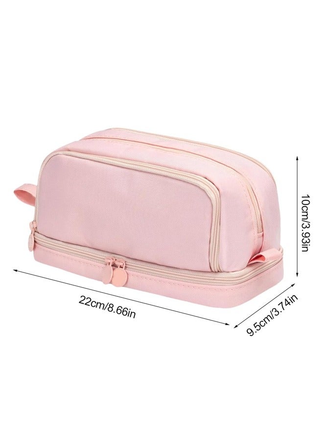 spa luxetique Pencil Case Big Pen Case Office College Large Storage Bag Pouch Holder Box Organizer for Studentwith 12Pcs Paper Clips (Pink expandable)  - Image 3