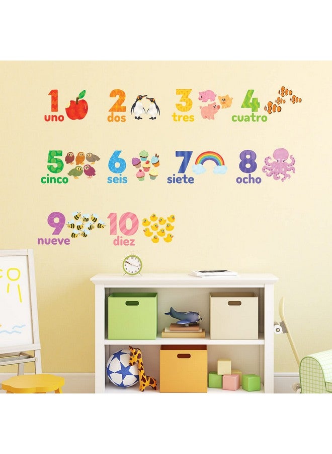 Decowall ملصقات حائط أرقام Ds-2020Es باللغتين الإسبانية والإنجليزية، ملصقات قابلة للإزالة واللصق للأطفال في غرفة النوم أو غرفة المعيشة - Image 4