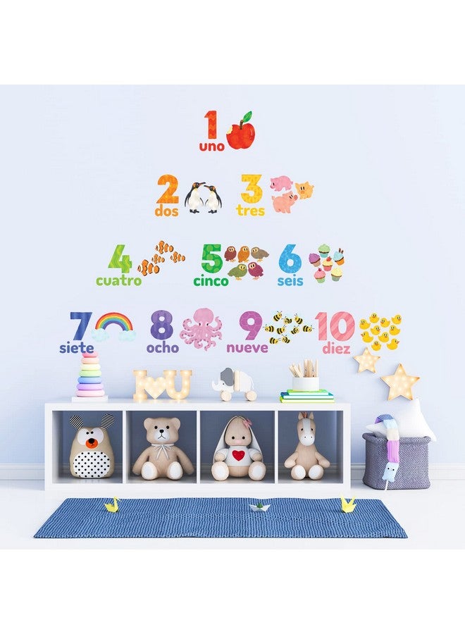 Decowall ملصقات حائط أرقام Ds-2020Es باللغتين الإسبانية والإنجليزية، ملصقات قابلة للإزالة واللصق للأطفال في غرفة النوم أو غرفة المعيشة - Image 5