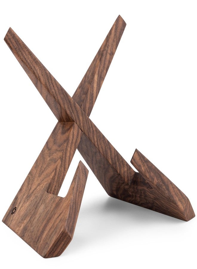 TILISMA Wooden Cook Book Stand - Handmade Walnut Cookbook Holder for Reading Hands Free - Plate Stand for Kitchen Counter - Reading Accessories for Kitchen -Holder for Recepies, Books, Ipad and Tablet - Image 1