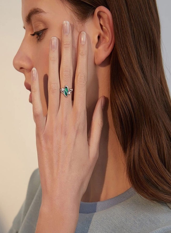 ADRAMATA 925 Sterling Silver Rings for Women Mood Ring Color Change Cubic Zirconia Accents Ring 18K Gold Plated Oval Solitaire Statement Silver Rings Jewelry - Image 5