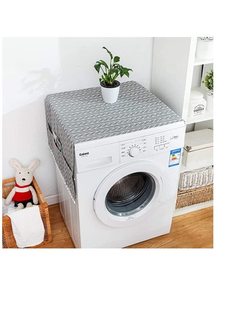 Washing Machine Dustproof Cover, 55cm × 130cm Anti-Stain Waterproof Washer and Dryer Protection Covers for The Top, Anti-Slip Refrigerator Fridge Dust Cover with Storage Bag (1pcs) - Image 2