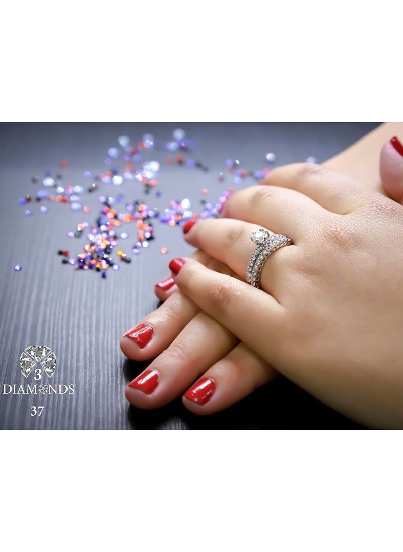 3Diamonds - 3Diamonds Wedding Twins Ring For Women Platinum Plated - Image 1