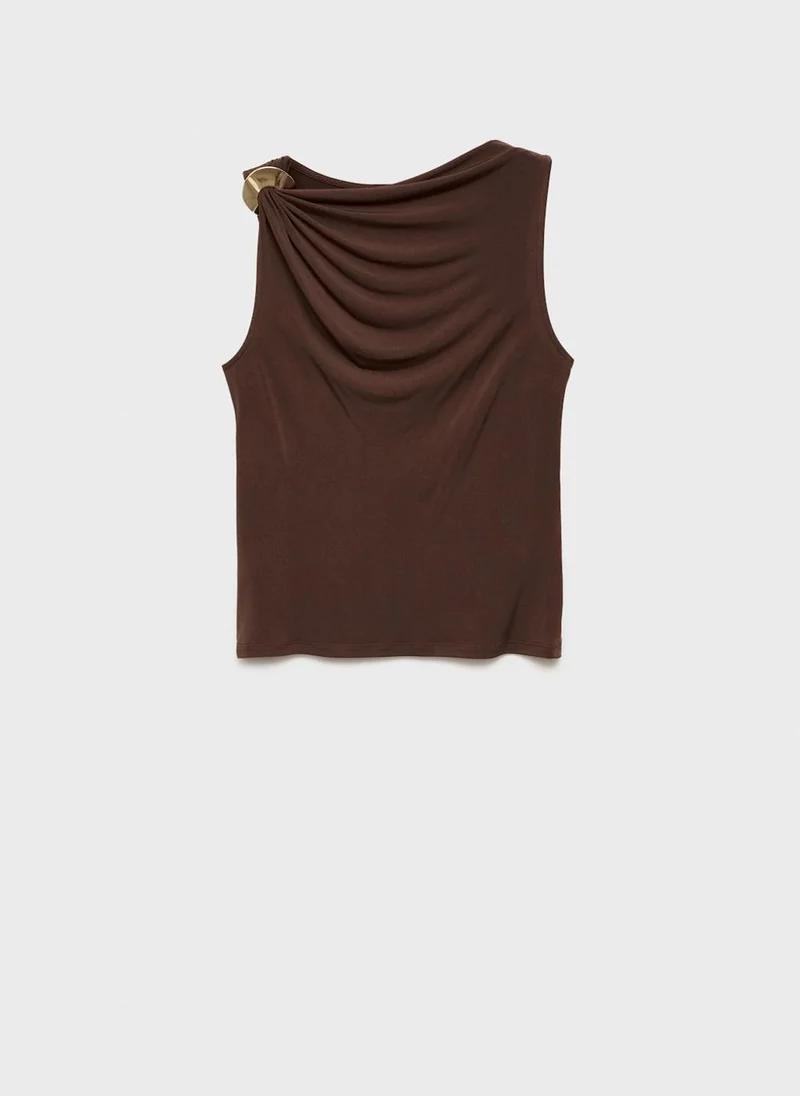 MANGO Fitted With Metallic Detail Top