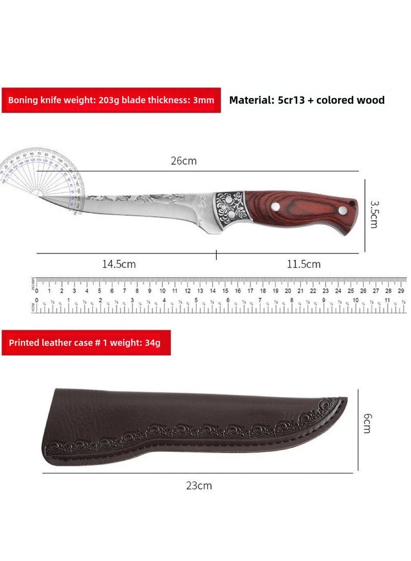 أس أس جي بي سكين تفكيك عظام بقياس 5.7 بوصة، سكين قصاب مصقول يدويًا مع غلاف، سكين صيد، سكين طهاة، من الفولاذ عالي الكربون، مناسب للمنزل والكامبنج والباراتيكيو ولقطع اللحوم وتفكيك العظام - Image 4