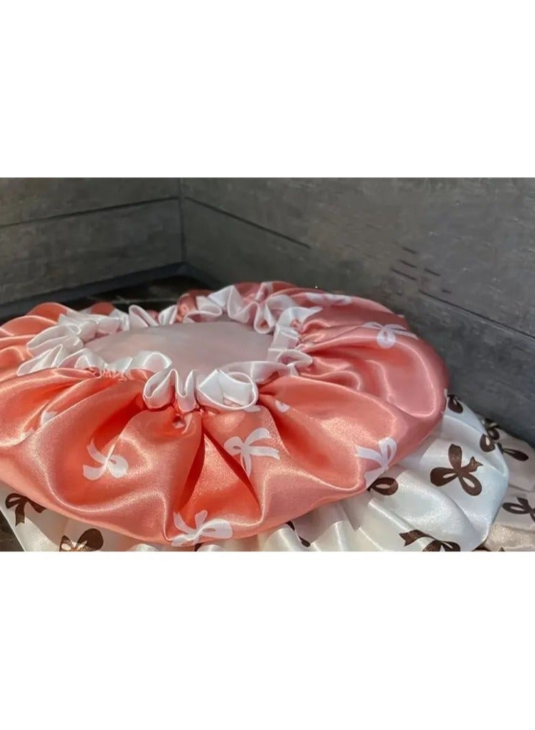 Goolsky غطاء دش مزدوج الطبقة 1 قطعة، قبعة مطبوعة، أغطية استحمام مقاومة للماء قابلة لإعادة الاستخدام، قبعة شعر للنساء في منتجعات السبا وصالونات التجميل - Image 3