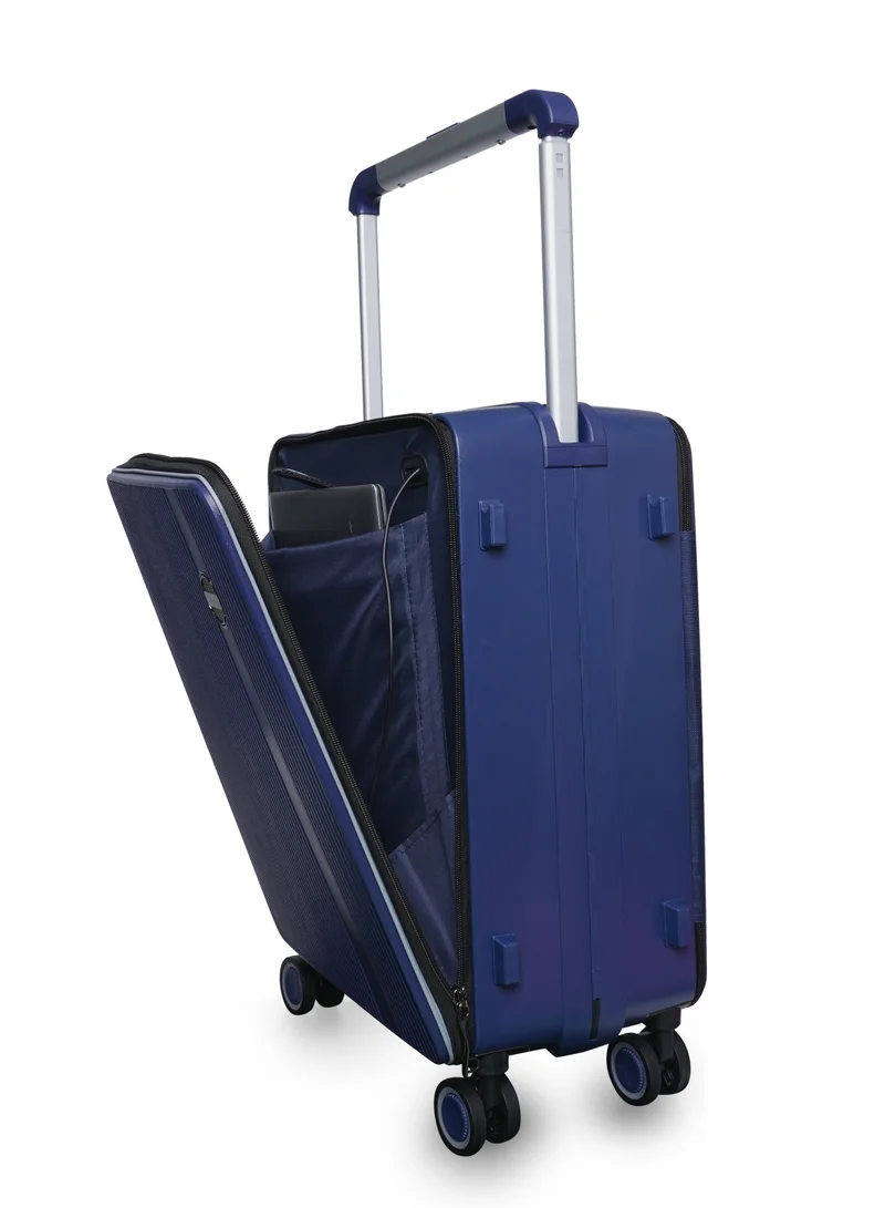 GIORDANO Giordano Genius Wide Handle Cabin Luggage Navy | Laptop Compartment Luggage, Cabin Size Trolley Bag | Durable Lightweight Carry-On Suitcase, 20 Inch Suitcase | Premium Luggage &amp; Travel Gear