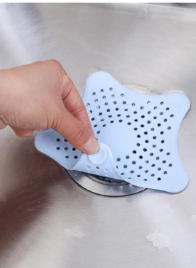 MARGOUN 10-Piece Kitchen Sink Strainer Filter Star Silicone Drain Cap Bathroom Floor Hair Catcher Anti Clogging Shower Drain Cover For Kitchen Bathroom Tub Blue  - Image 2
