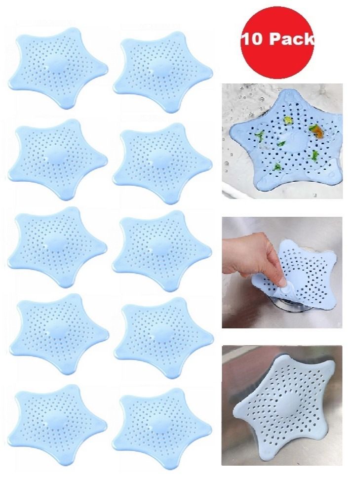 MARGOUN 10-Piece Kitchen Sink Strainer Filter Star Silicone Drain Cap Bathroom Floor Hair Catcher Anti Clogging Shower Drain Cover For Kitchen Bathroom Tub Blue  - Image 1