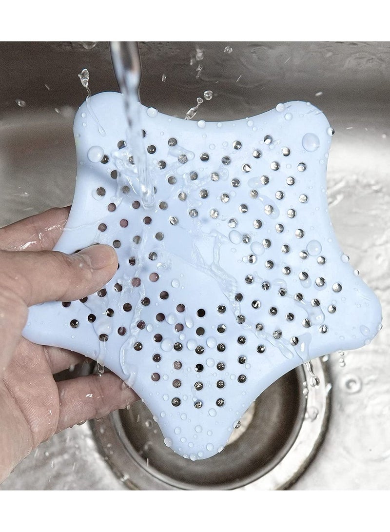 MARGOUN 10-Piece Kitchen Sink Strainer Filter Star Silicone Drain Cap Bathroom Floor Hair Catcher Anti Clogging Shower Drain Cover For Kitchen Bathroom Tub Blue  - Image 3