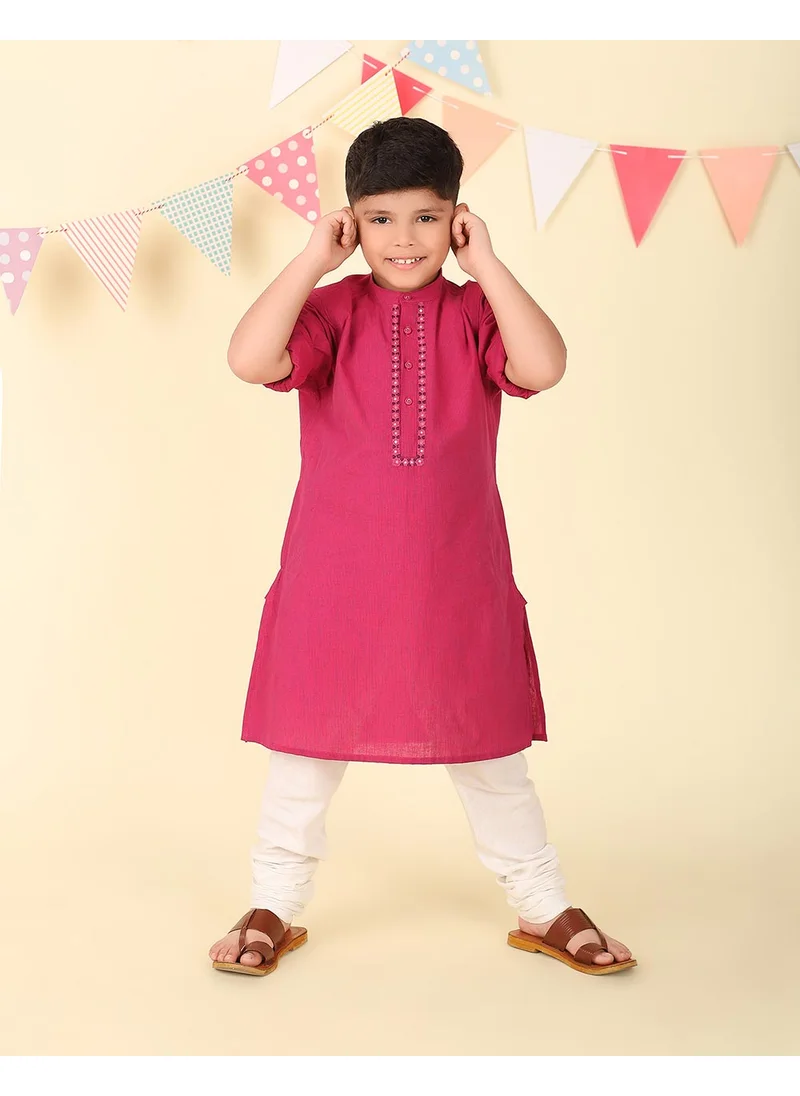 فاب انديا Purple Cotton Woven Long Kurta