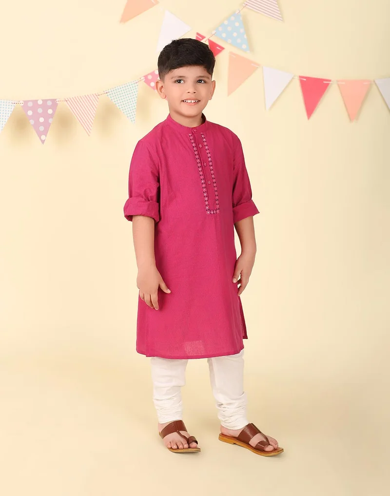Fabindia Purple Cotton Woven Long Kurta