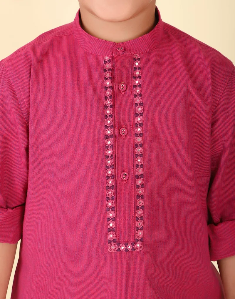Fabindia Purple Cotton Woven Long Kurta