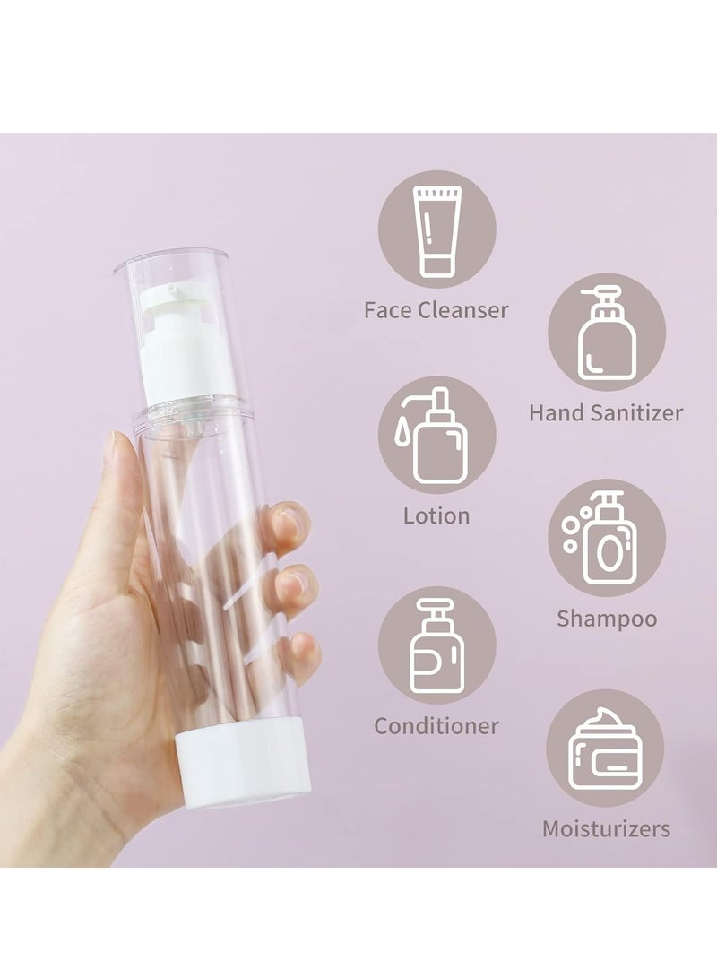 Oasisgalore 6-Pack 3.4 Oz (100ml) Clear Airless Pump Bottles, Travel Size Refillable Containers for Shampoo.  - Image 3