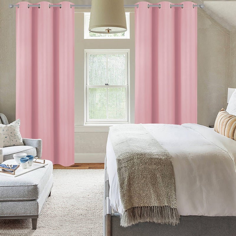 Diraysid Pink Grommet Blackout Curtains for Bedroom Thermal Insulated Room Darkening Curtains Drapes, 42 x 84, 2 Panels - Image 3