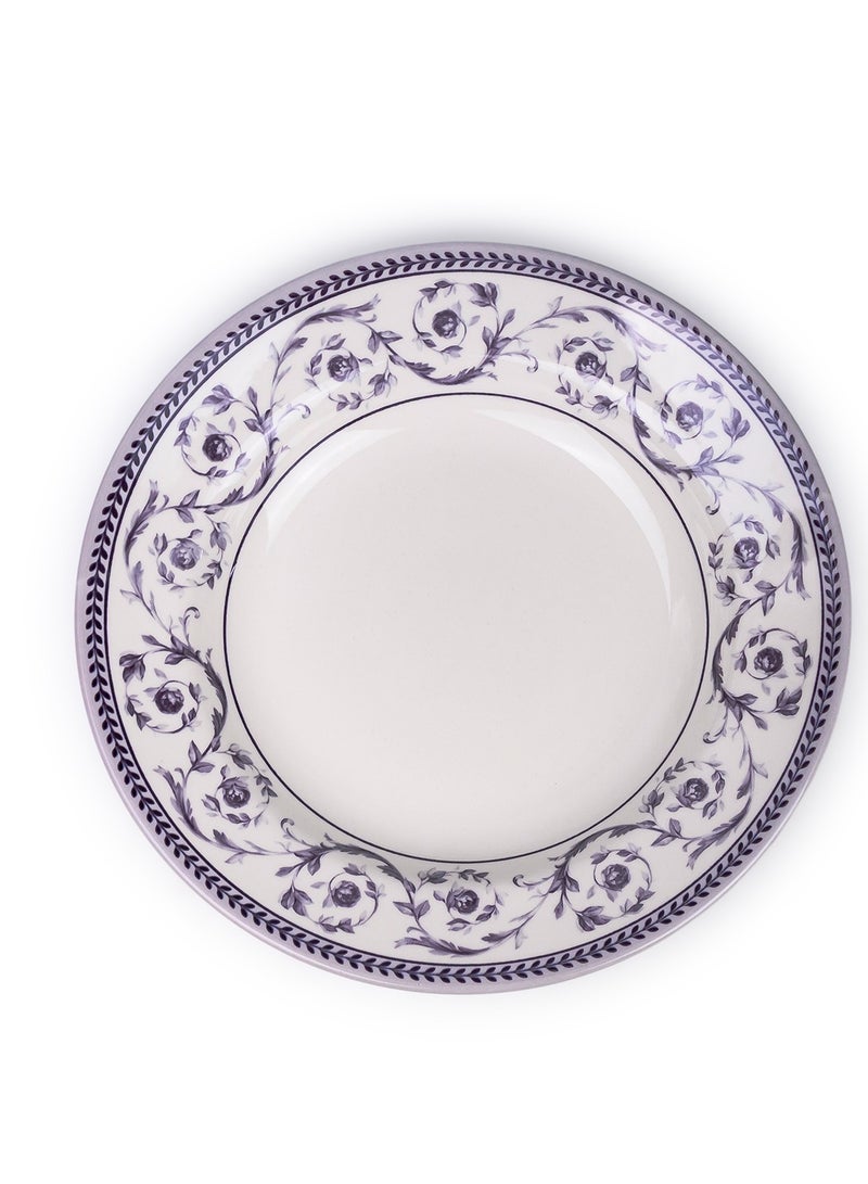 Claytan Callista Blue Decorative Pattern 9.1 inch Ceramic Soup Plate (White, Set of 1) - Image 2