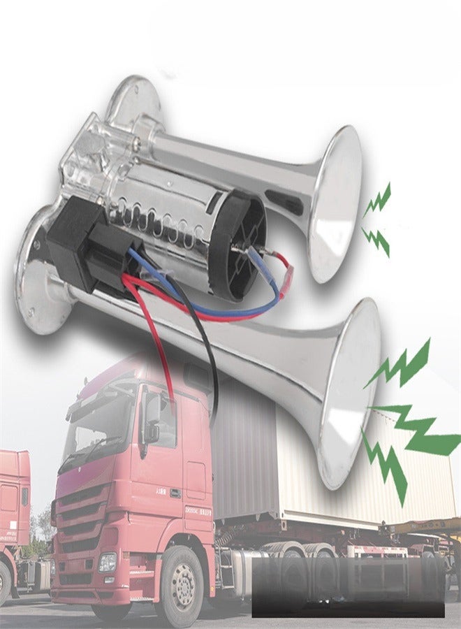 إسكدنيا بوق هوائي 12V بقوة 150 ديسيبل لشاحنة مجموعة بوق مزدوج مع ضاغط لجميع مركبات 12V الشاحنات السيارات القوارب الفانات - Image 2