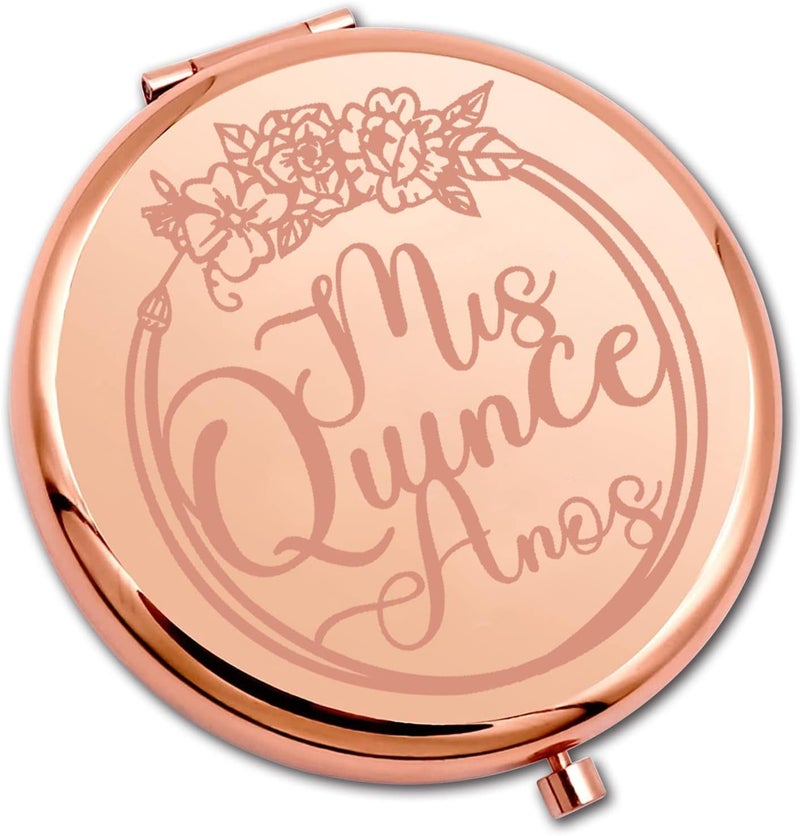 PLITI Quinceanera Gift 15th Birthday Compact Mirror for Daughter Sweet 15 Gift Mis Quince Anos Latina Spanish Pocket Mirror (Mis Quince Anos CMrg)