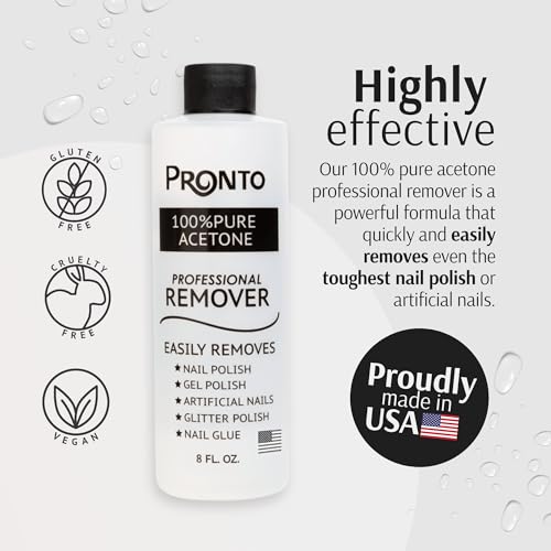 Pronto 100 Acetone Gel Nail Polish Remover Gel Polish Remover for Nails Acetone Nail Polish Remover Acrylic Nail Remover for Removal of Glue Gel Dip Gel Nail Remover 12 Fl oz - Image 3