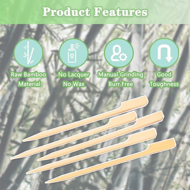 X spring Bamboo Skewers, 100 PCS Mini Skewers, 15cm Flat Paddle Wooden Skewers for BBQ, Grilling, Appetizers, Disposable Food Sticks for Fruit Kabobs, Party Snacks, And Charcuterie Boards - Image 4