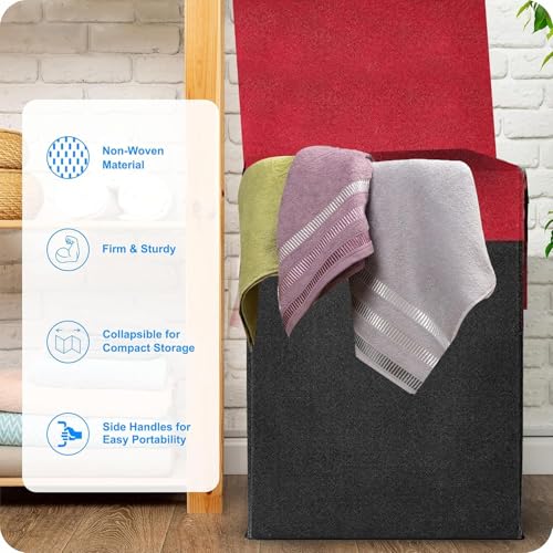 LAXIS® 75L Laundry Bag for Clothes with Lid, Large Dirty Clothes Laundry Basket & Cloth Storage Bin, Used Clothes Organizer, Multipurpose Laundry Basket for Bedroom & Bathroom - Red - Image 5
