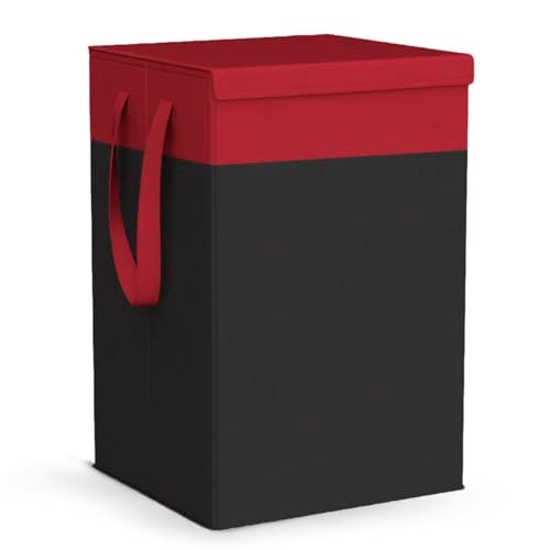 LAXIS® 75L Laundry Bag for Clothes with Lid, Large Dirty Clothes Laundry Basket & Cloth Storage Bin, Used Clothes Organizer, Multipurpose Laundry Basket for Bedroom & Bathroom - Red - Image 1