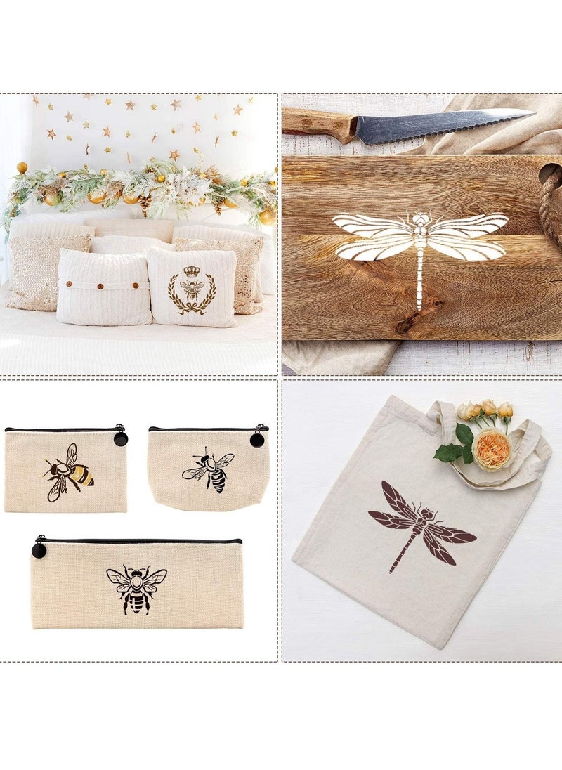 Cutout Drawing Templates for Kids, 4 Pieces DIY Honeycomb Dragonfly Bee Hollow Drawing Template Set, Reusable Painting Stencil