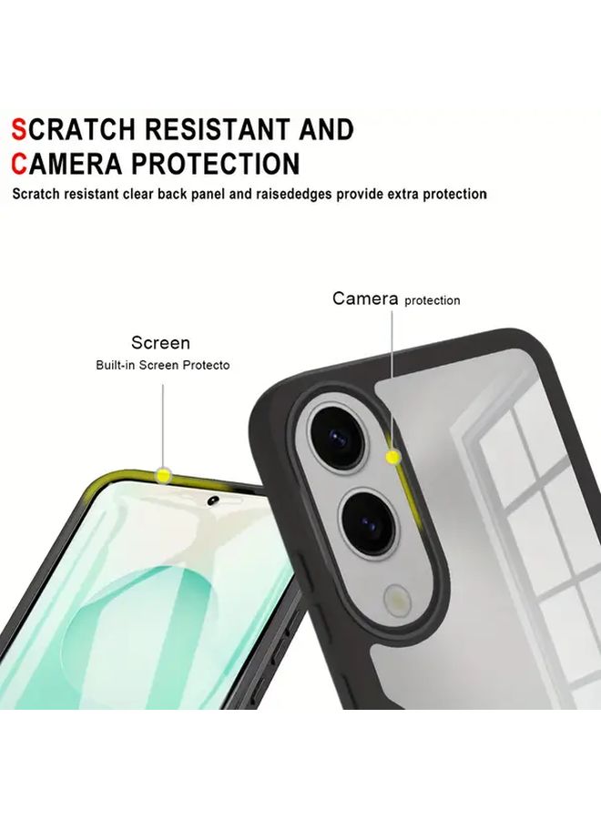 360 Degree Full Coverage Shockproof Minimalist Phone Case Compatible with Galaxy S25 Plus Transparent Black - Image 5