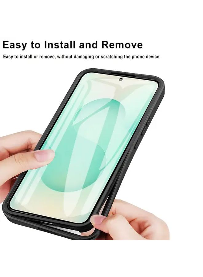 360 Degree Full Coverage Shockproof Minimalist Phone Case Compatible with Galaxy S25 Plus Transparent Black - Image 3