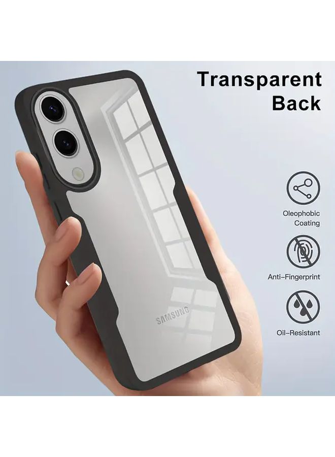 360 Degree Full Coverage Shockproof Minimalist Phone Case Compatible with Galaxy S25 Plus Transparent Black - Image 4