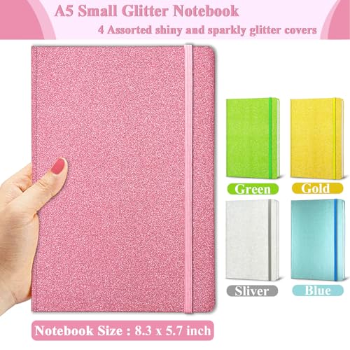GINMLYDA Pink Glitter Notebook, 8.3x5.7” 160 Lined Pages Glitter Never Peel Off Sparkle Journal for Girls College Ruled A5 Hardcover Notebooks for Teens Women Writing Note Taking Office Work School Gifts - Image 4