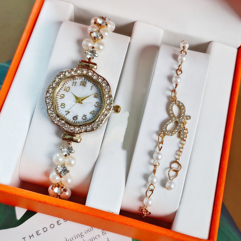 KUMO Trendy Fashion Water Crystal Alloy Steel Band Women's Quartz Watch with Decorative World Time Display - Image 1