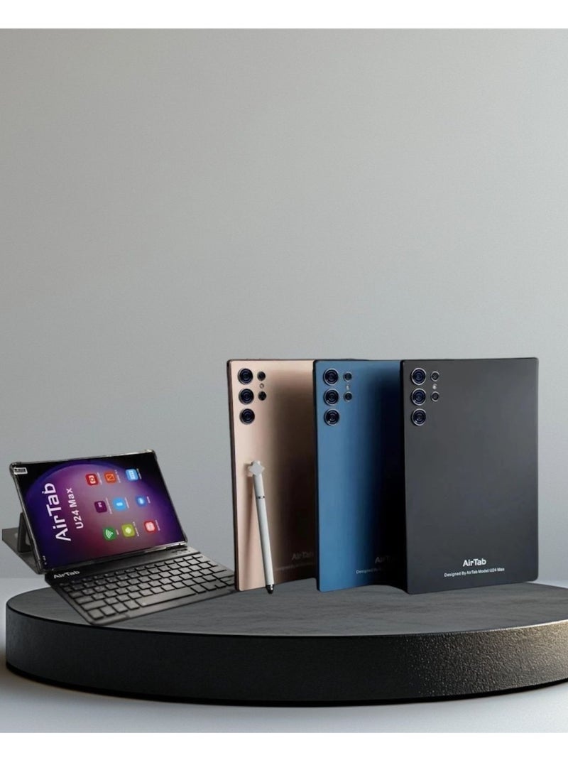 AirTab 10.1-Inch U24 Android 13 Tablet with 16GB RAM, 1TB Storage, Quad Core, Wi-Fi + LTE Dual SIM, Touch Pen & Wireless Keyboard – Blue - Image 1