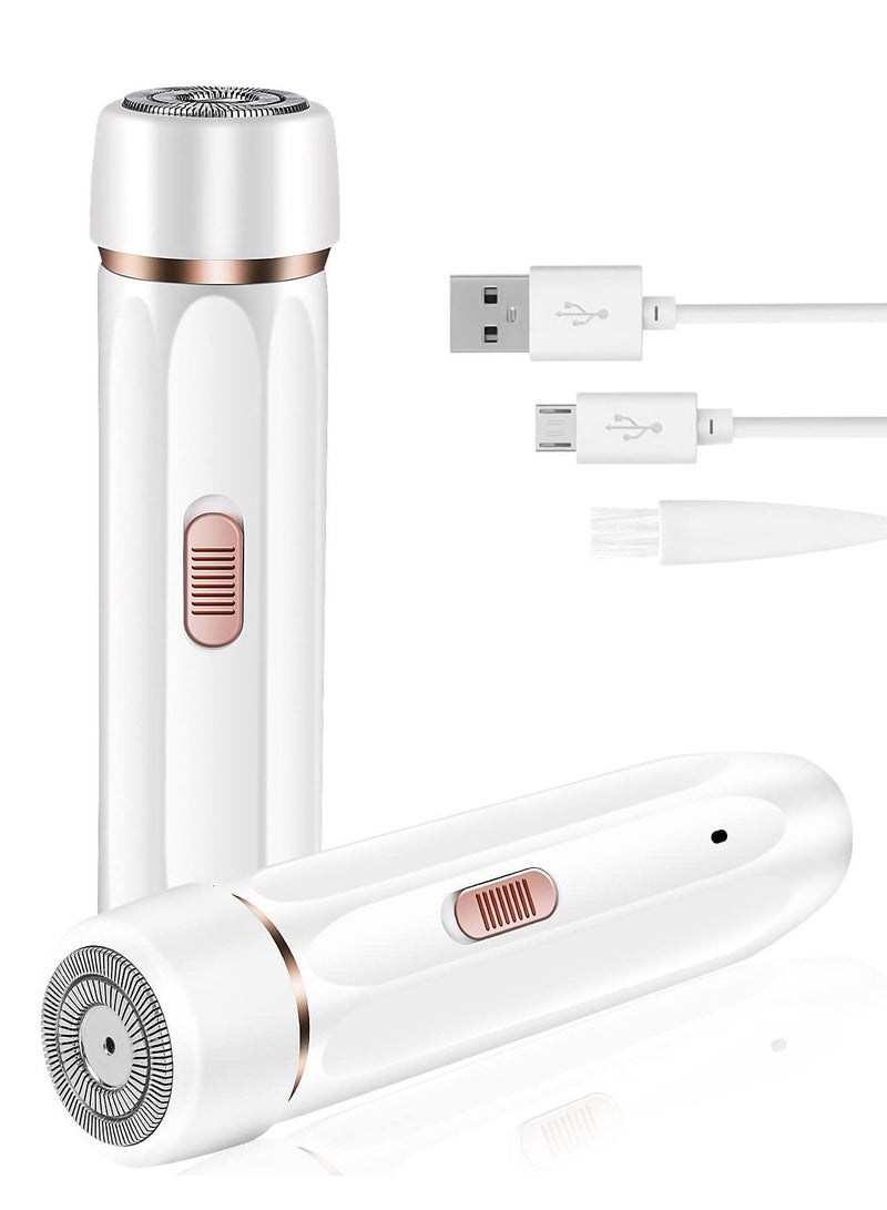 NIBEMINENT Shaver for Women，Eyebrow Trimmer & Facial Hair Remover Women, Bikini , USB Rechargeable Shaver, Waterproof Electric Face Women(White) - Image 1