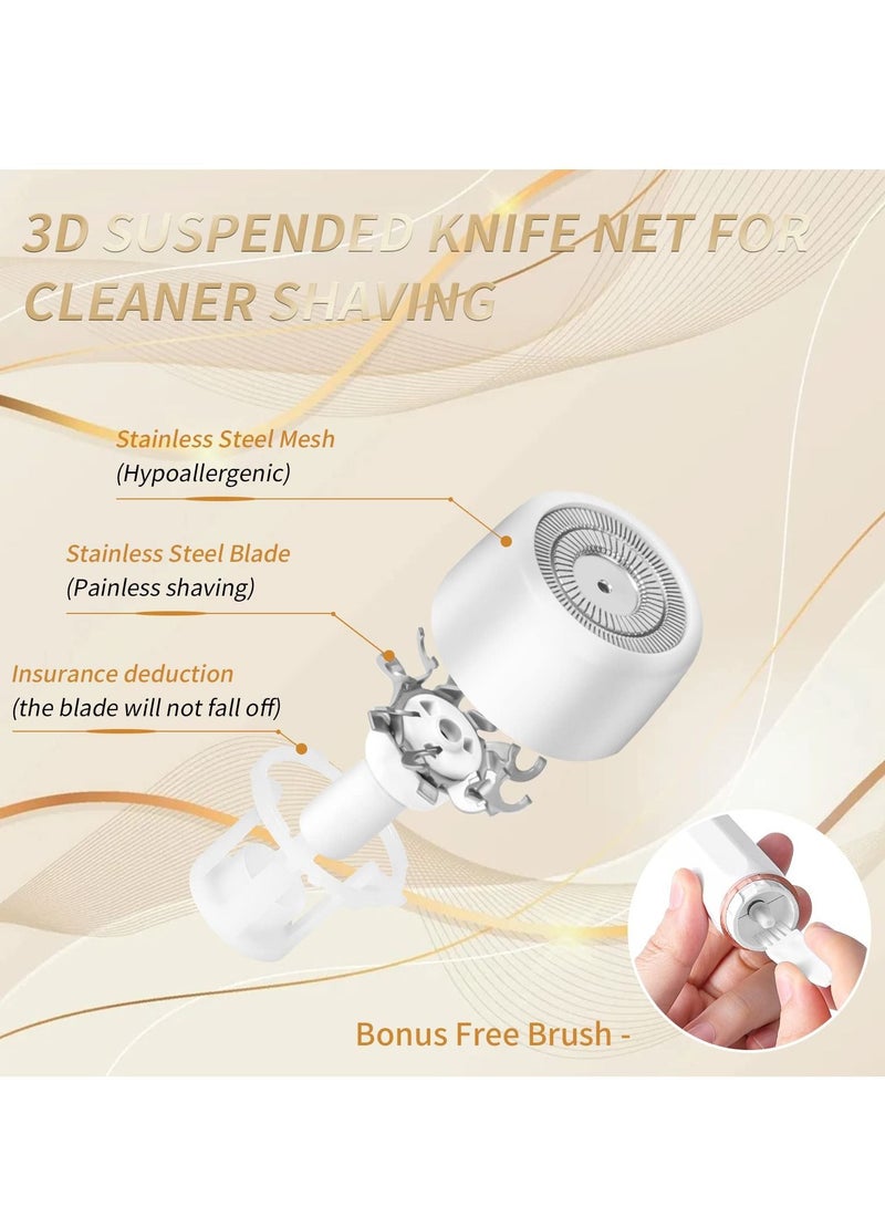 NIBEMINENT Shaver for Women，Eyebrow Trimmer & Facial Hair Remover Women, Bikini , USB Rechargeable Shaver, Waterproof Electric Face Women(White) - Image 4