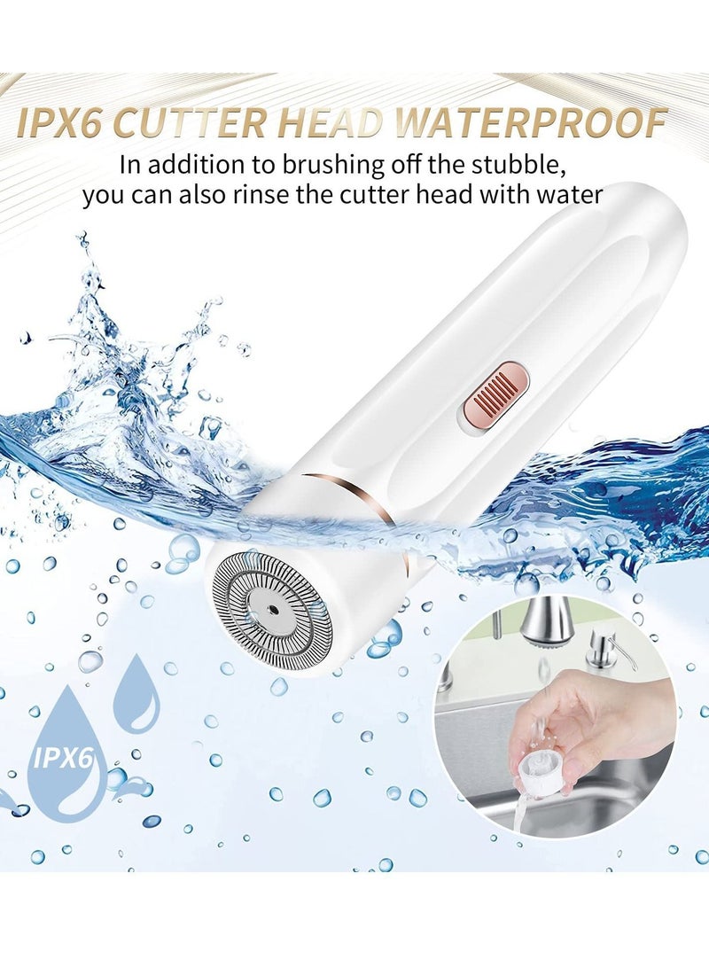 NIBEMINENT Shaver for Women，Eyebrow Trimmer & Facial Hair Remover Women, Bikini , USB Rechargeable Shaver, Waterproof Electric Face Women(White) - Image 2