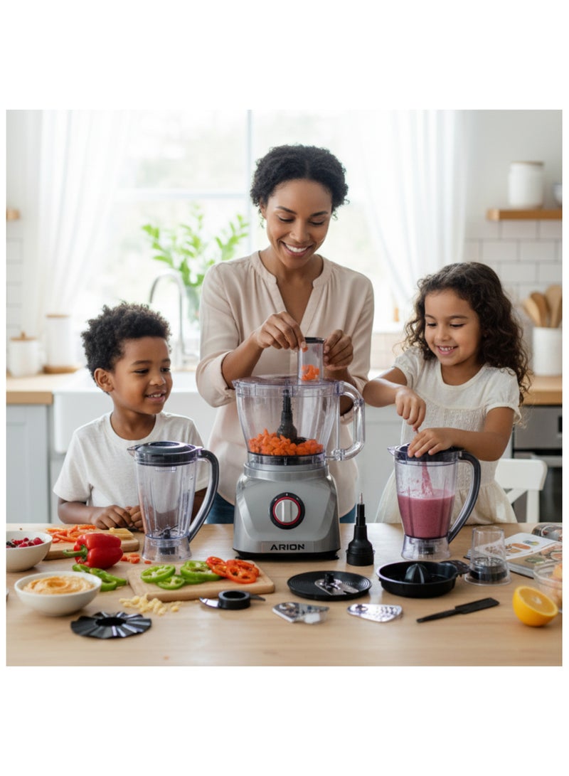أريون محضرة طعام بخمسين وظيفة | محرك عالي الأداء 1500 واط | سعة وعاء 2 لتر | نظام رمادي شامل AR-1500W - Image 3