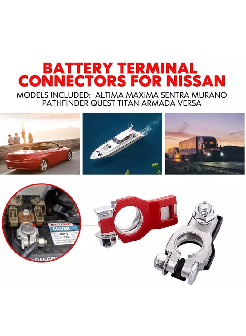 SYOSI Battery Terminal Connector, Top Post Battery Cable Terminal Clamp Set, 1 Pair Positive and Negative, Car Battery Terminal Connectors, Battery Connector for SUV, Van, Truck and Motorcycle - Image 3