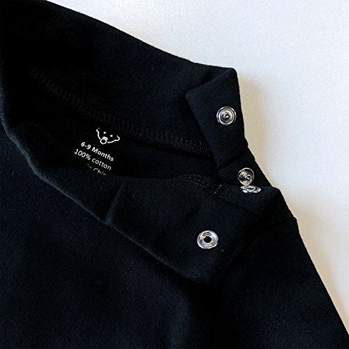 ROMPERINBOX Solid Black Baby Turtleneck Bodysuit Long Sleeve Outfits (Black,3-6 Months) - Image 4