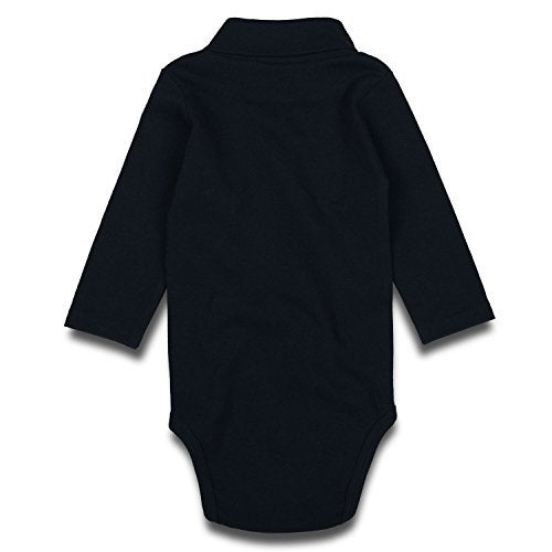 ROMPERINBOX Solid Black Baby Turtleneck Bodysuit Long Sleeve Outfits (Black,3-6 Months) - Image 3