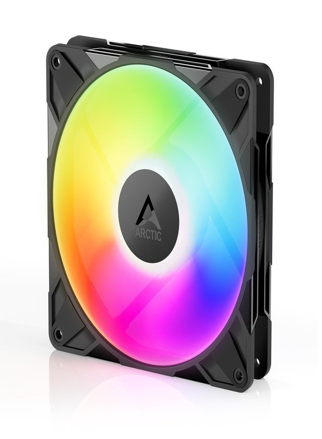ARCTIC P14 Pro Reverse A-RGB - 140 mm Premium Fan with Reverse Airflow, PWM Fan with Y Cable Splitter, 400-2650 RPM, 0 RPM <5% PWM, 5V Digital RGB, hydrodynamic Bearing, 4-Pin - Black - Image 1