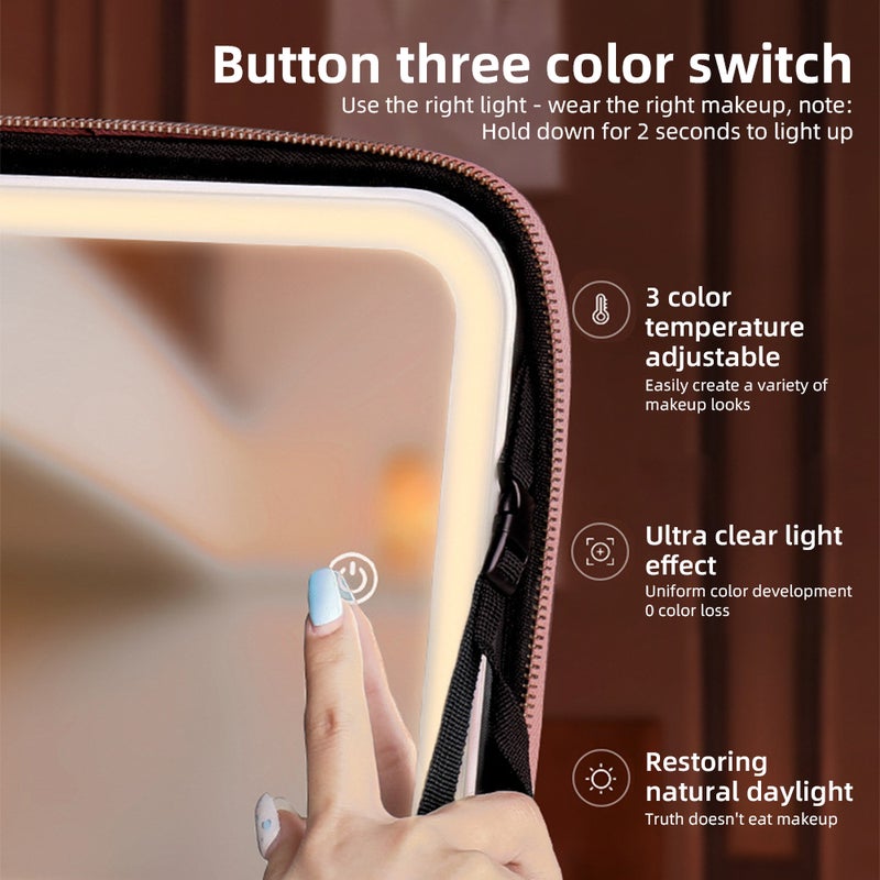 Travel Makeup Bag with Light Up Mirror 3 Color Lights Adjustable Rechargeable Cosmetic Train Case Organizer for Women and Girls with Adjustable Dividers and Makeup Brushes Holder - Image 5