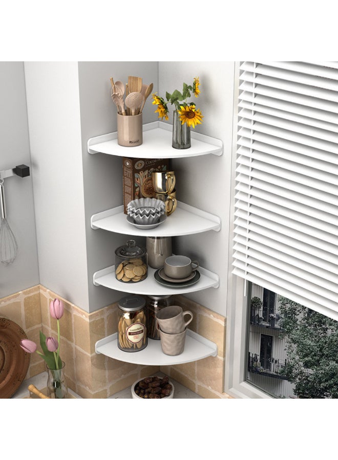 ماكدو 4 - حزمة أرفف عائمة بيضاء في الزاوية بيضاء، أرفف مستديرة مثبتة على الحائط لغرفة نوم الأطفال والحمام وغرفة المعيشة والمساحات الصغيرة، مثالية لتخزين التوابل والأكواب - Image 1
