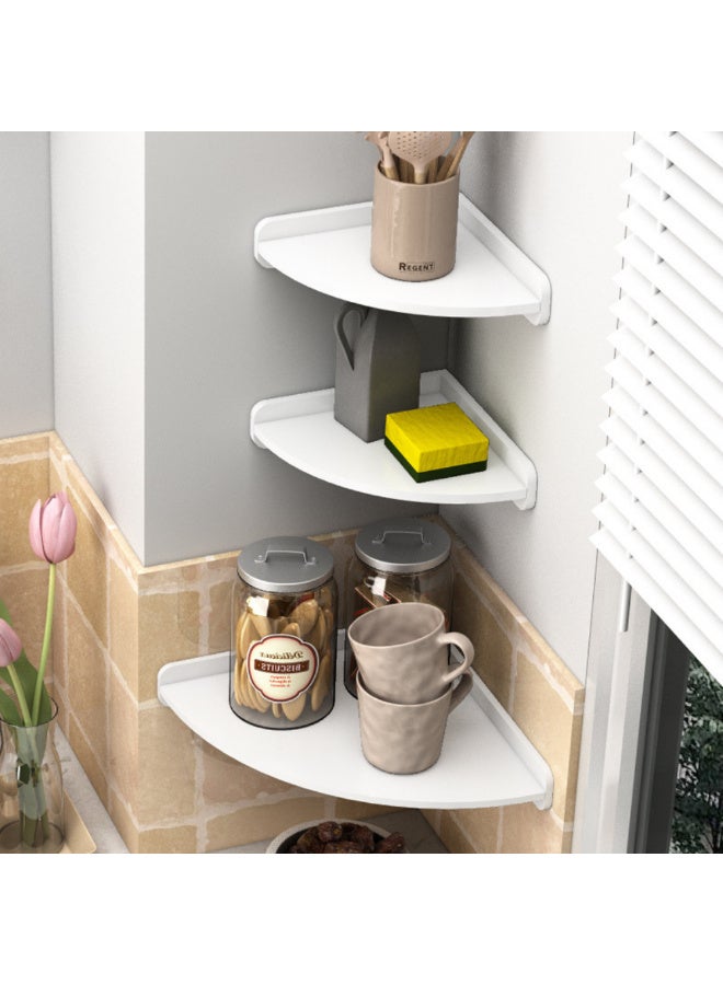 ماكدو 4 - حزمة أرفف عائمة بيضاء في الزاوية بيضاء، أرفف مستديرة مثبتة على الحائط لغرفة نوم الأطفال والحمام وغرفة المعيشة والمساحات الصغيرة، مثالية لتخزين التوابل والأكواب - Image 3