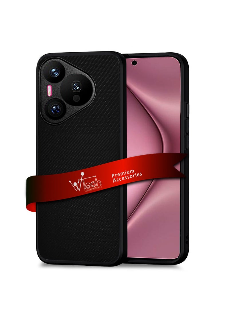 Wtech Silicone Hard Back Fabric Texture Side TPU Case Cover For Huawei Pura 70 5G 2024 Black - Image 1