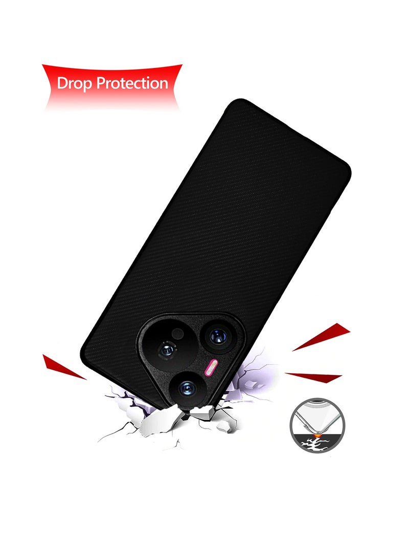 Wtech Silicone Hard Back Fabric Texture Side TPU Case Cover For Huawei Pura 70 5G 2024 Black - Image 3