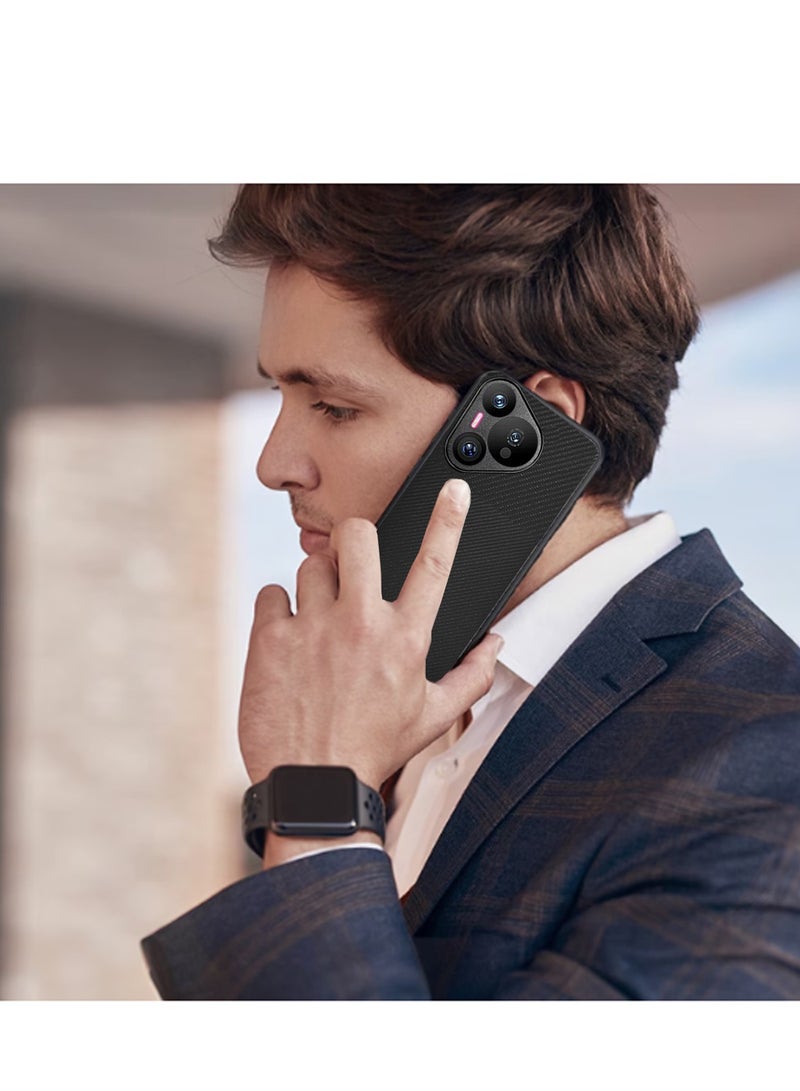 Wtech Silicone Hard Back Fabric Texture Side TPU Case Cover For Huawei Pura 70 5G 2024 Black - Image 4