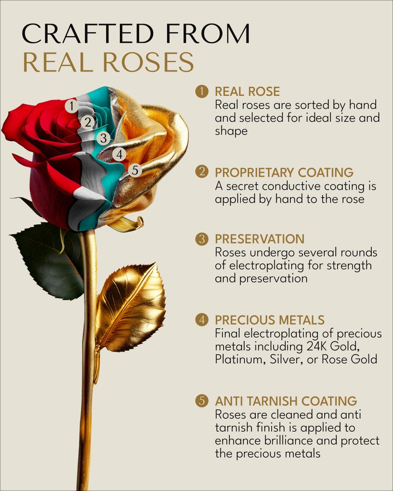 Forever Rose 24K Gold Dipped Real Rose – Handmade, Long-Lasting Preserved Flower in Gold Gift Box – Romantic Gift for Anniversary, Valentine's Day, Mother's Day, Birthday, Wedding, Wife, Girlfriend - Image 2